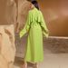 Women's Clothing Fruit Green Half High Collar Shawl Dress Hand Sewn Diamond Abaya Dress_ecoleips.com