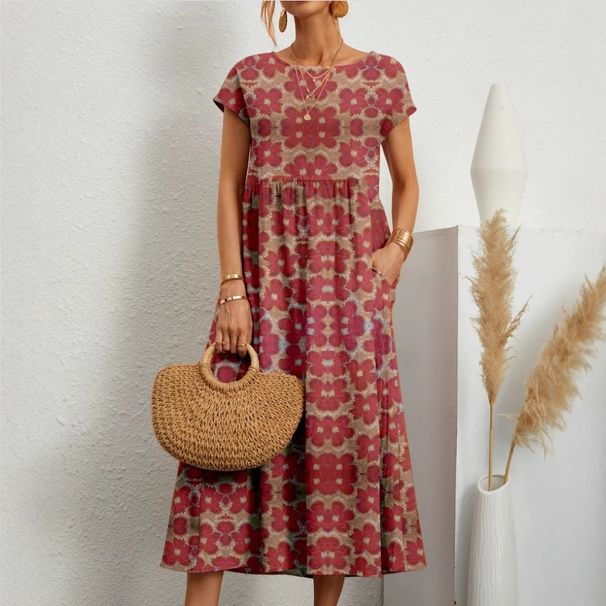 Women's Clothing Women's Cotton Linen Dress Sleeveless Round Neck Printed Design Loose Fit Summer Fashion Available In All Colors And Sizes_ecoleips.com
