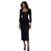 Women's Solid Color Long Sleeved Square Neck Button Up Top And Bodycon Long Skirt Set Fashion For Autumn Winter Season_ecoleips.com