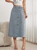 K Tethered Mid Skirt Elegant Women's Split Wrap Long Denim Skirt Loose Retro_ecoleips.com