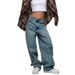 Classic Washed Denim Jeans For Women – High-Quality Cotton Mid-Rise Relaxed Fit Pants – Vintage Blue Casual Trousers_ecoleips.com