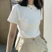 100% Pure Cotton Casual Short Sleeved T-shirt For Women's Summer Elastic Slim Fit Round Neck Bottom Shirt For Women's Fashion_ecoleips.com