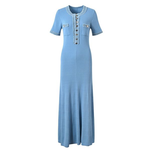Women's Clothing Denim Splicing Dress Simple Waist Hip Long Skirt_ecoleips.com