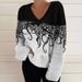 3D Digital Print V-Neck Sweater – Women’s Chunky Knit Pullover (S-5XL, Polyester Blend, Elegant & Streetwear Versatile)_ecoleips.com