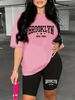 Summer Women's Casual And Fashionable Brooklyn Letter Pattern Print Loose T-shirt+shorts Two-piece Sportswear Suitable For Daily Wear-40_ecoleips.com