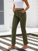 Military Green High-Waisted Wide Leg Straight Casual Cargo Jeans Stretch Denim Fashionable European American Style_ecoleips.com