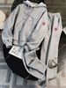 Unisex Grey Relaxed Tracksuit - A Comfortable Fleece Hoodie And Printed Jogging Pants, A Two-piece Casual Loungewear Set Suitable For Everyday Wear.-2_ecoleips.com