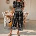 Women's Ethnic Pattern Print Two-Piece Set Short Sleeved Top & Straight Leg Pants Casual Elegant American Style Outfit_ecoleips.com
