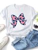 :Women Polka Dot Bow Minnie Mouse Letter Graphic T Shirt Round Neck Short Sleeve Loose Casual Summer Tops_ecoleips.com