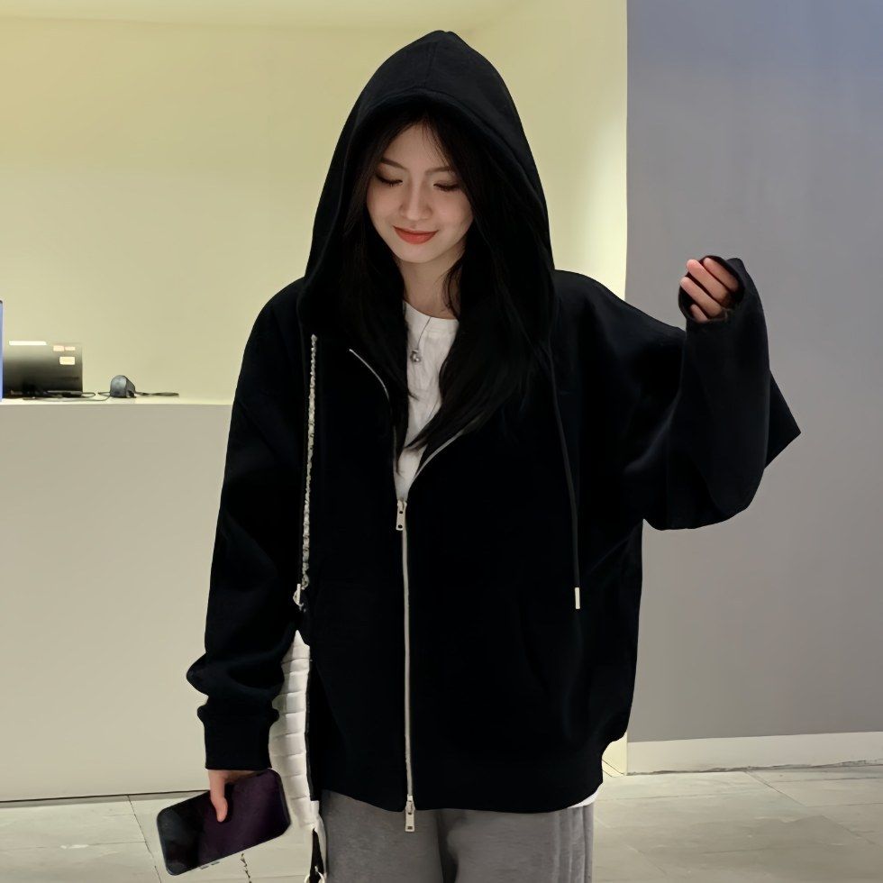 Women's Zip-Up Hoodie – Lightweight & Fleece-Lined Pullover With Adjustable Hood, Relaxed Fit (S-2XL)_ecoleips.com