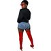 2025s F207 Women's Jeans Low Waist Patchwork Slim Fit Stretch Irregular Trendy Denim Shorts_ecoleips.com
