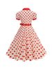 Women's Vintage Polka Dot Summer Dress Short Sleeve V-Neck A-Line Casual Party Robe Femme Pin Up Style_ecoleips.com