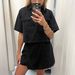 Workwear Denim Skirt Pants For Women Summer V-neck Short-sleeved Tops Hot Girl High Waist Irregular Suit_ecoleips.com