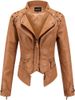 K Leather Jacket Women's New Suit Collar With Rivets, Waist Cinched Short Leather Jacket_ecoleips.com