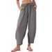 Women's High-Waisted Loose Fit Casual Pants Autumn/Winter Drawstring Pockets Vacation Style_ecoleips.com