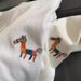 Women's Embroidered Pony Short Sleeve T-Shirt Pure Cotton White Loose Fit Versatile Couple Outfit Top Plus Size New Style_ecoleips.com