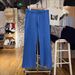 BM Style Royal Blue Elastic Waist Drawstring Cuffed Sweatpants Slimming Casual Wide-leg Women's Straight-leg Long Sports_ecoleips.com