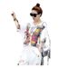 Women's Plus Size Hip Hop Sportswear Set Fashionable Summer Short Sleeve Tapered Leg Capri Pants Loose Harem Style Two Piece Outfit_ecoleips.com