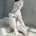 Pure Cotton Jacquard Sleeve Long Pants Heart Print Ruffle Sleepwear Set European And American Autumn New Home Wear_ecoleips.com