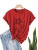 European And American Cross-border Foreign Trade Women's Geometric Star Print Round-neck Short-sleeve T-shirt Top_ecoleips.com