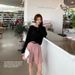Aria Basics Bermuda Women's Suit 2025 Spring/summer New Style Loose High-waisted Casual Thin Mid-length Straight Wide-leg Shorts_ecoleips.com