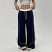 AC792 Cross-Border Color-Block Sports Loose Straight-Leg Versatile Wide-Leg Trendy Women's Casual Pants_ecoleips.com