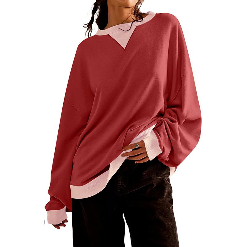 Women's Oversized Color Block Hoodie - Cozy Long Sleeve Pullover Sweatshirt For Fall/Winter, Streetwear Casual Style_ecoleips.com