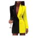2022 European And American New Style Patchwork OL Professional Wear V-neck Cardigan Blazer_ecoleips.com