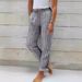 Women's Casual Striped Solid Color Cotton Linen Loose Long Pants Home Pants_ecoleips.com