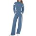 Women's Clothing Stand Up Collar Long Sleeved Stitching Color Matching Casual Sweatshirt Suit_ecoleips.com