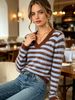 V Neck Fuzzy Knit Top, Soft Breathable Pullover_ecoleips.com