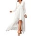 Women's Clothing"Elegant V-Neck Long Sleeve Dress – Asymmetrical Hem Slim Fit Evening Gown"_ecoleips.com