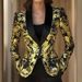 Women's Printed Blazer Jacket – Slim-Fit Long Sleeve Professional Top (Black/White/Yellow, S-XL)_ecoleips.com