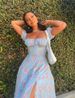 Women's Clothing Fashion Print French Backless Slim Suspender Slit Dress_ecoleips.com