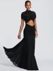 Mozision Short Sleeve Ruched Sexy Maxi Dress Women Elegant Hollow Out Turtleneck Bodycon Pleated Club Party Long Dress Female_ecoleips.com
