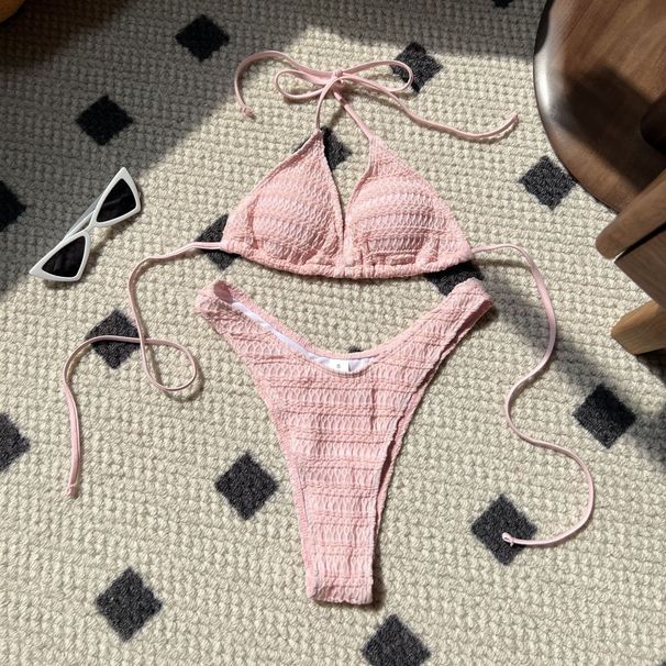 Women's sweet sexy drawstring split swimsuit bikini bikini _ecoleips.com