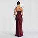 High-End Slim Fit Women's Halter Dress Sexy Pleated Long Skirt Tie-Up Bodycon Evening Banquet Dress for Export_ecoleips.com