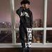 European And American Fashion 3D Digital Letter Print Hooded Sweatshirt Loose Fit Trendy Unisex Set for Women_ecoleips.com