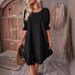 2026 Spring/Summer European And American Cross-Border Women's Vintage Cotton-Linen Mid-Sleeve Round-Neck Solid_ecoleips.com