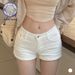 Natural Hip Enhancing Denim Shorts Korean Style Low Waisted Slimming Flattering Solid Color Versatile Hot Pants Summer 2024_ecoleips.com
