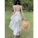 Sanya Travel Outfit Internet Celebrity Spaghetti Strap Backless Summer Slimming White Fairy Vacation Beach Dress_ecoleips.com