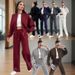 Women's Clothing Autumn And Winter Solid Color Plus Velvet Zipper Cardigan Women's Fashion Casual Straight Pants Set_ecoleips.com