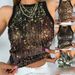 Golden Leopard Print Sleeveless Round Neck Vest Top - Polyester Blend, Lightweight & Stylish For Women_ecoleips.com