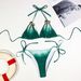 Women's Clothing Tie Dye Bikini Sexy Triangle Cup Drawstring Strap Two Piece Swimsuit Regular Fit Polyester_ecoleips.com