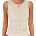 Ribbed Knit Tank Top For Women, Soft Stretch Round Neck Sleeveless Vest, Casual Slim Fit Cami, 4 Colors_ecoleips.com