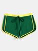 Women Contrast Binding Drawstring Dolphin Shorts Solid Green Color Block Casual Running Gym Athletic Summer Lounge Short Pants_ecoleips.com