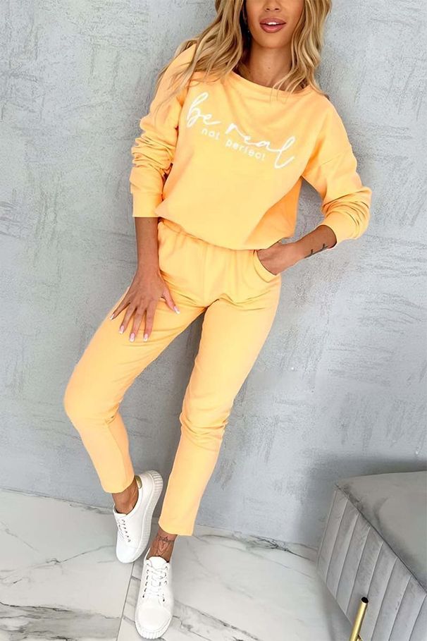 Women’s Clothing autumn new printed two piece long sleeved tops and trousers_ecoleips.com