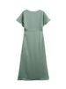HH Women Elegant Solid Satin Dress Sexy V Neck Short Sleeve Midi Dress 2025 New Fashion Summer Lady Holidays Party Dress_ecoleips.com