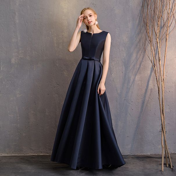 "Elegant Satin Bridesmaid Dress - Versatile Long Evening Gown With Adjustable Straps, Flattering A-Line Silhouette For Weddings & Galas_ecoleips.com
