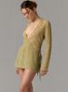 JULISSA MO Printed Sexy Sheer Chiffon V-neck Women Mini Dress Long Sleeve Lace Up Dresses Summer Loose Elegant Outdoor Beachwear_ecoleips.com